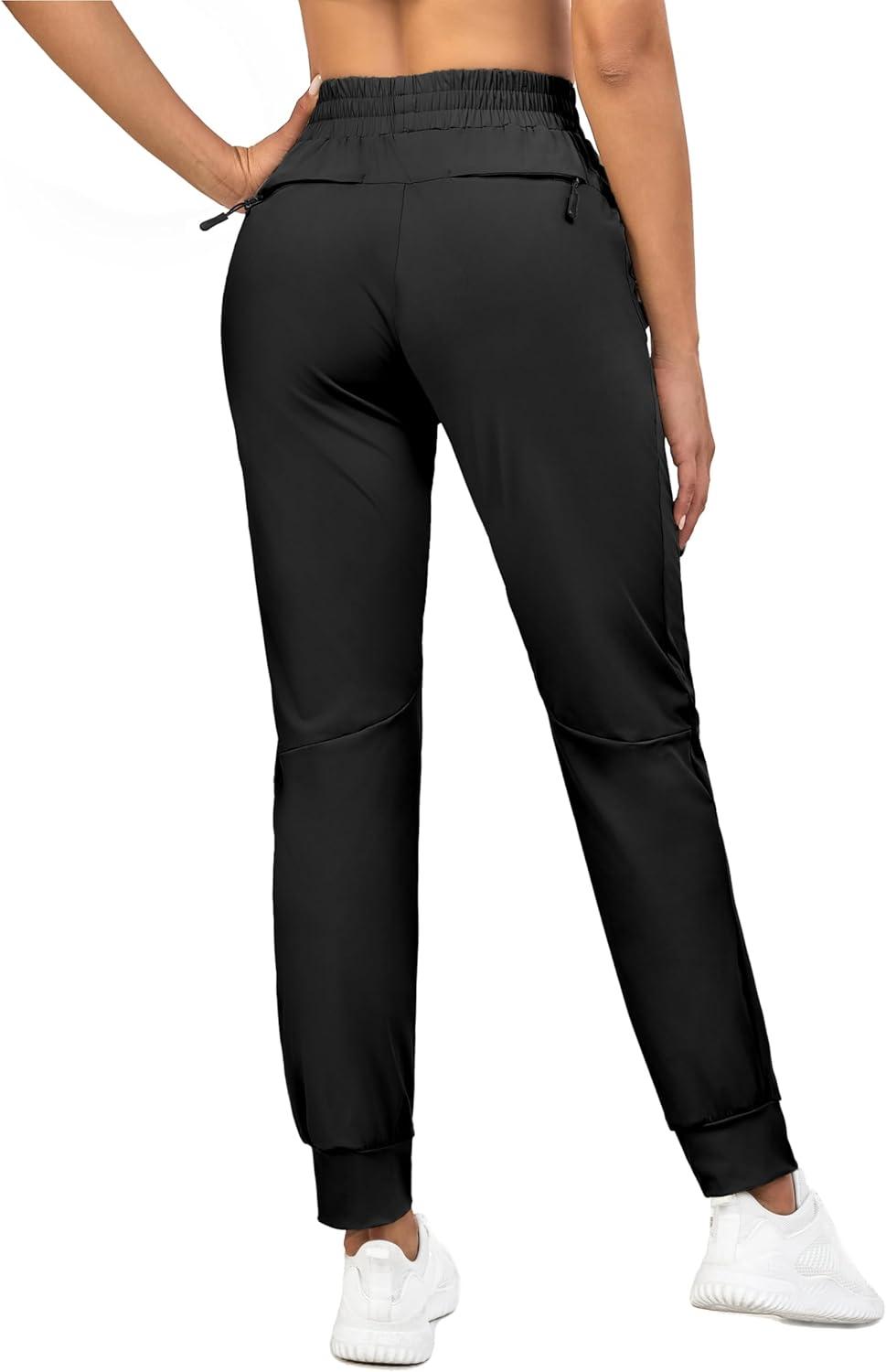 imageLittle Donkey Andy Womens Stretch Joggers with Pockets QuickDry Lightweight Running Pants for WomenBlack