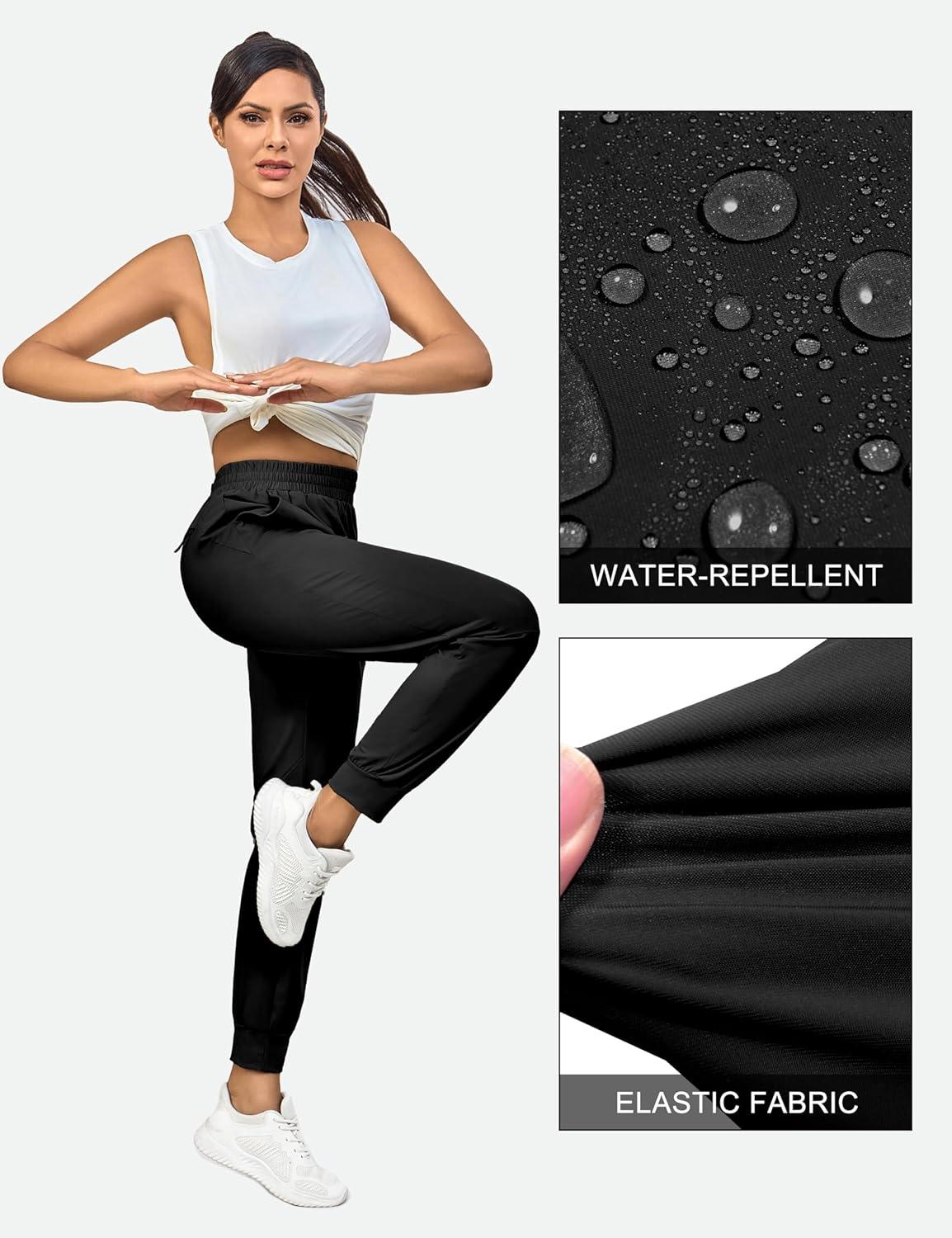 imageLittle Donkey Andy Womens Stretch Joggers with Pockets QuickDry Lightweight Running Pants for WomenBlack