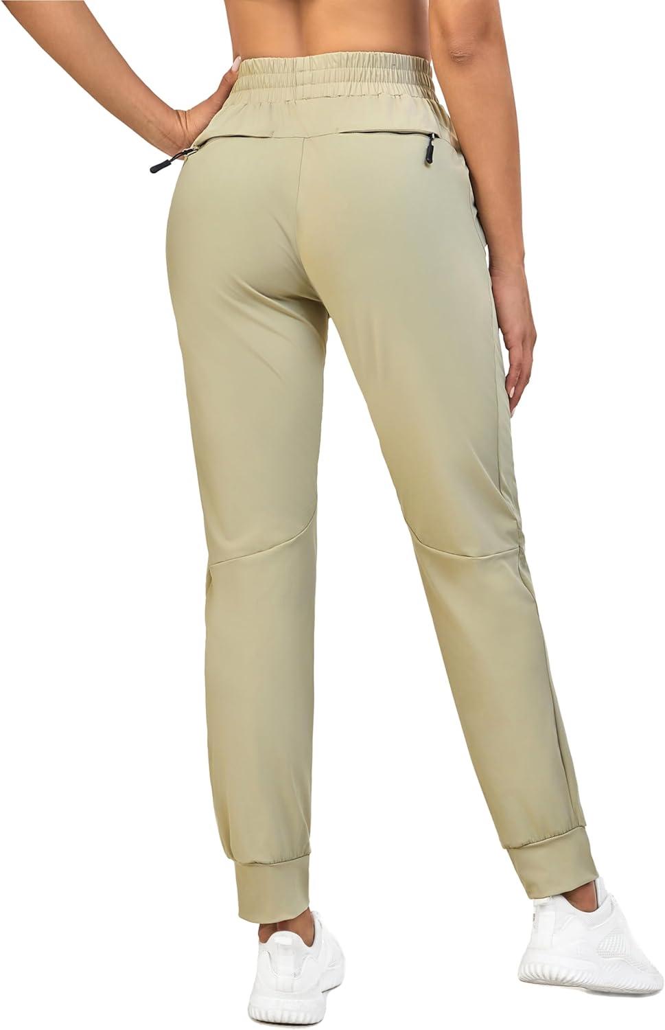 imageLittle Donkey Andy Womens Stretch Joggers with Pockets QuickDry Lightweight Running Pants for WomenKhaki