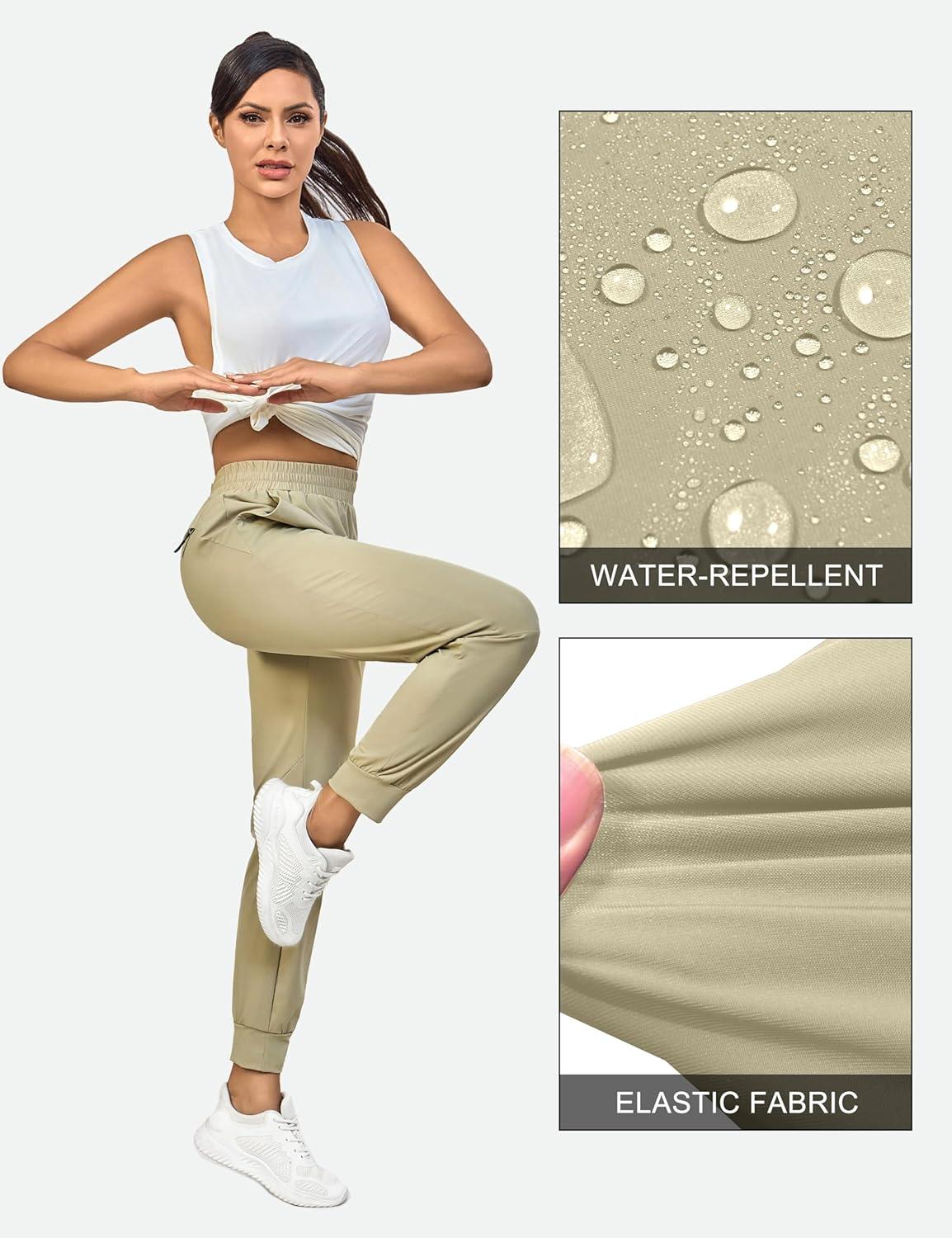 imageLittle Donkey Andy Womens Stretch Joggers with Pockets QuickDry Lightweight Running Pants for WomenKhaki