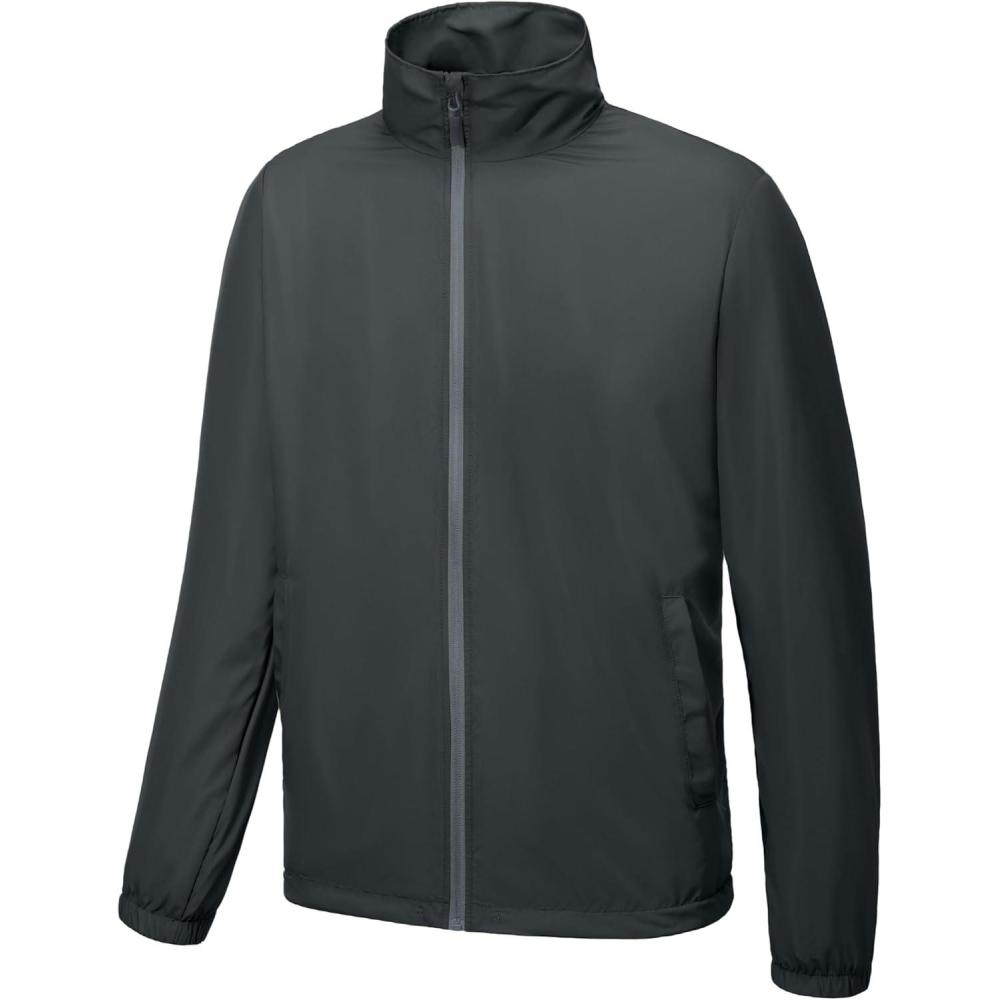 imageLittle Donkey Andy Mens Lightweight Breathable Windbreaker Golf Jacket UPF50 Windproof Outdoor Running CoatStand Collardark Gray