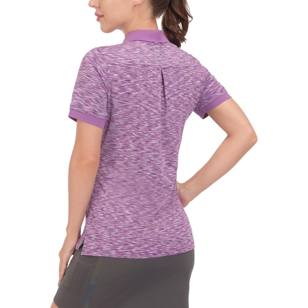 imageLittle Donkey Andy Womens Lightweight Short Sleeve Golf Polo Shirt 3Buttons Collared Quick Dry Moisture Wicking UPF 50Heather Purple