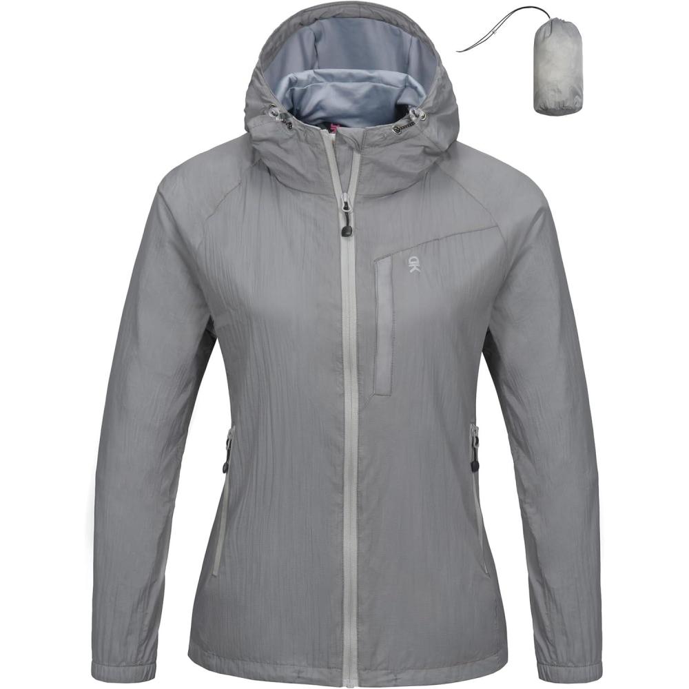 imageLittle Donkey Andy Womens Packable Lightweight Hooded Jacket Windproof Windbreaker with Recycled InsulationGrey
