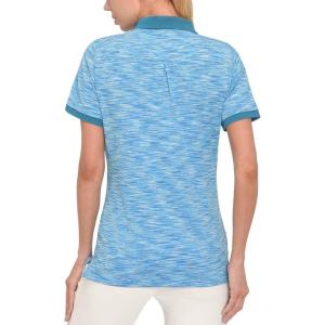 Little Donkey Andy Women’s Lightweight Short Sleeve Golf Polo Shirt 3-Buttons Collared Quick Dry Moisture Wicking UPF 50+(Heather Blue)