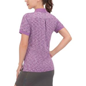 Little Donkey Andy Women’s Lightweight Short Sleeve Golf Polo Shirt 3-Buttons Collared Quick Dry Moisture Wicking UPF 50+(Heather Purple)