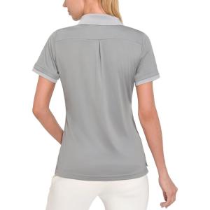 Little Donkey Andy Women’s Lightweight Short Sleeve Golf Polo Shirt 3-Buttons Collared Quick Dry Moisture Wicking UPF 50+(Pure Grey)