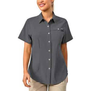 Little Donkey Andy Women’s Lightweight UPF 50+ Short Sleeve Shirt, Breathable Fishing Hiking Shirt, Air-Holes Tech(Carbon Heather-short)
