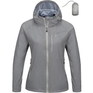 Little Donkey Andy Women’s Packable Lightweight Hooded Jacket Windproof Windbreaker with Recycled Insulation(Grey)