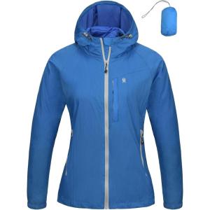 Little Donkey Andy Women’s Packable Lightweight Hooded Jacket Windproof Windbreaker with Recycled Insulation(Ibiza Blue)