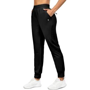 Little Donkey Andy Women’s Stretch Joggers with Pockets, Quick-Dry Lightweight Running Pants for Women(Black)