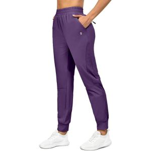 Little Donkey Andy Women’s Stretch Joggers with Pockets, Quick-Dry Lightweight Running Pants for Women(Dark Purple)