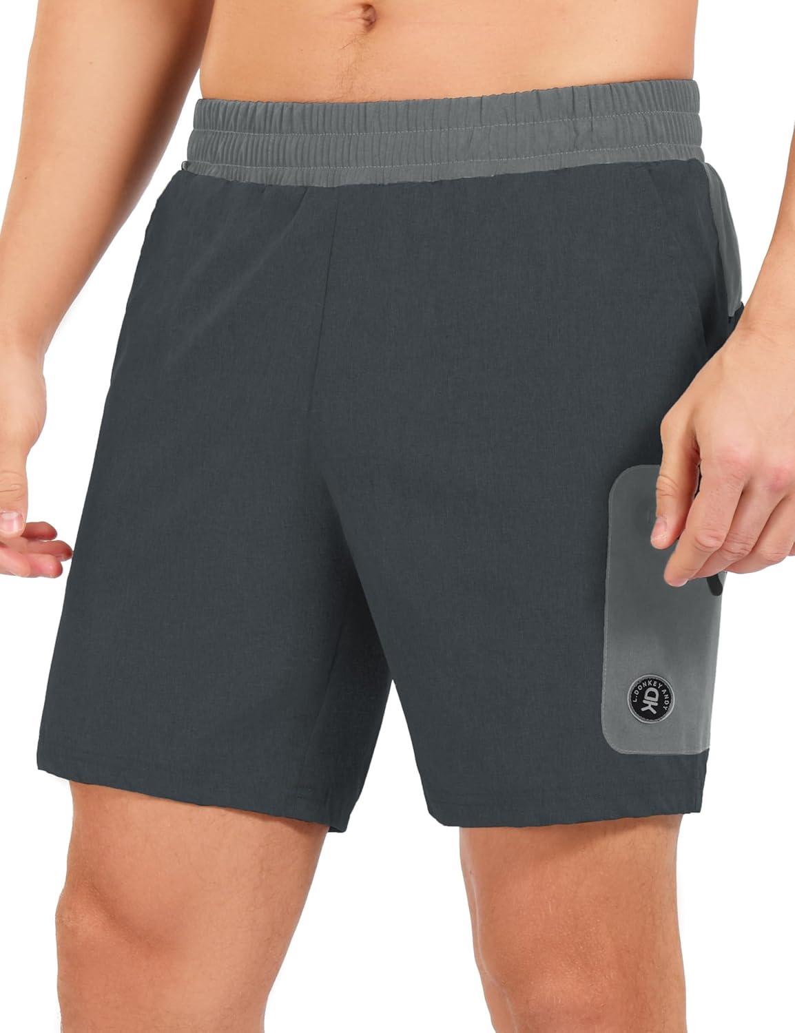 imageLittle Donkey Andy Mens 7quot Running Shorts with Liner Quick Dry Stretch Athletic Workout Shorts with Zipper Pockets