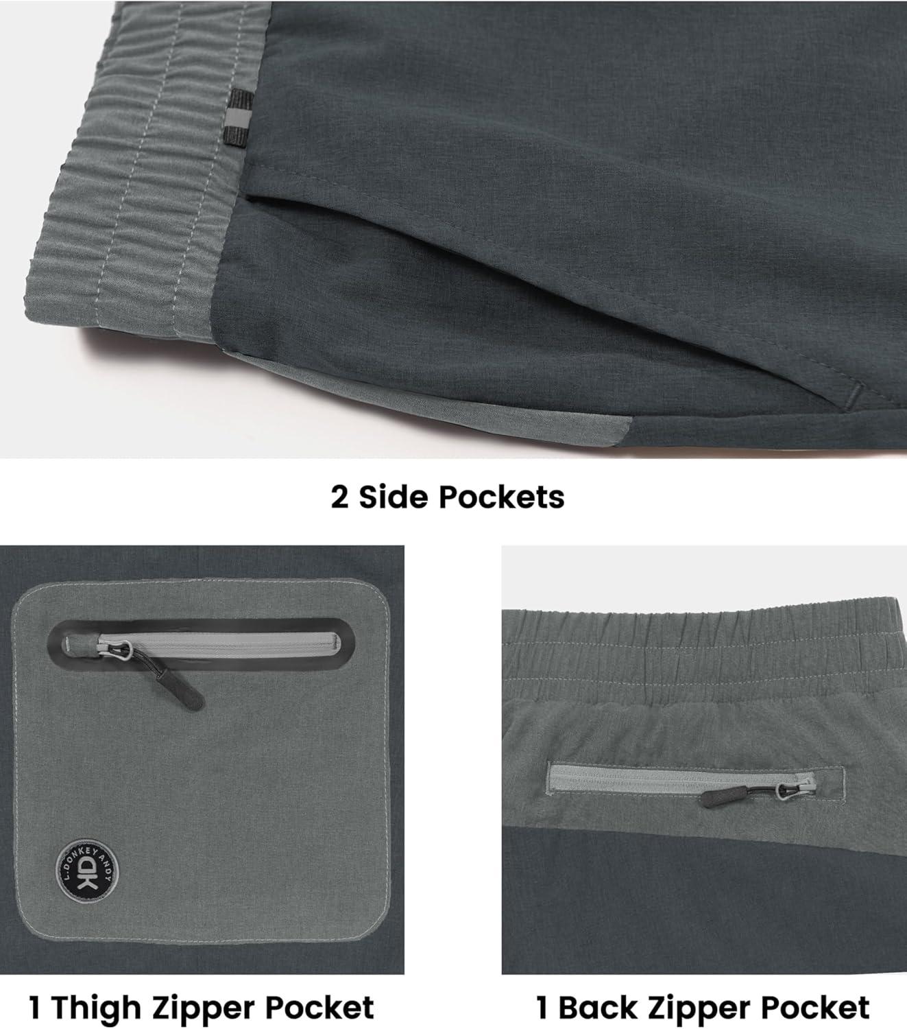 imageLittle Donkey Andy Mens 7quot Running Shorts with Liner Quick Dry Stretch Athletic Workout Shorts with Zipper Pockets