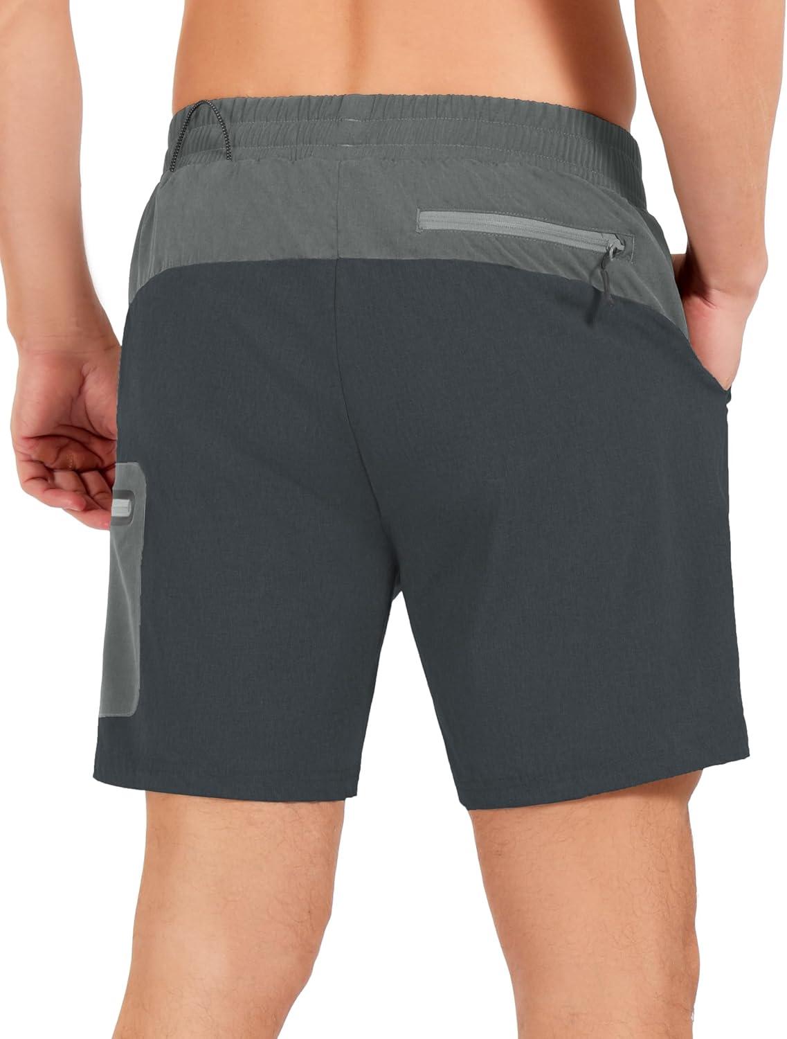 imageLittle Donkey Andy Mens 7quot Running Shorts with Liner Quick Dry Stretch Athletic Workout Shorts with Zipper Pockets