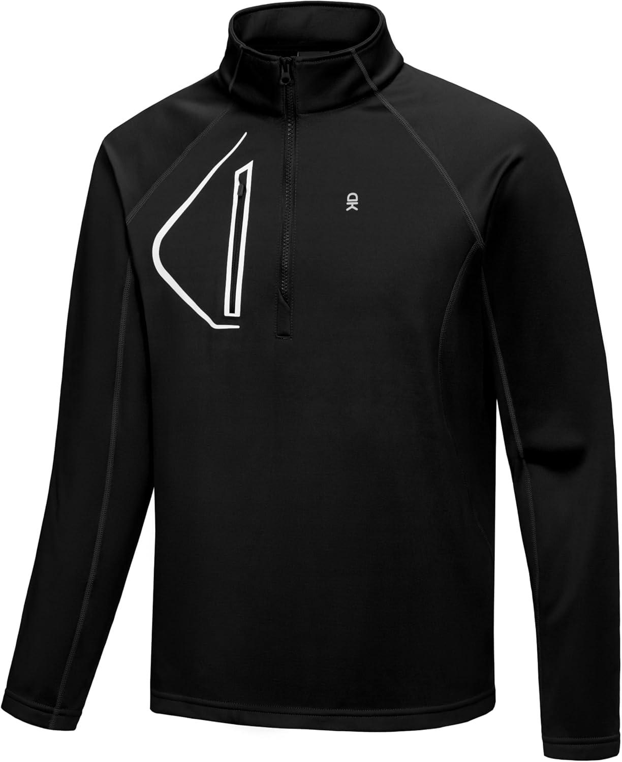 imageLittle Donkey Andy Mens Fleece Running Pullover Quarter Zip Long Sleeve Warm Sweatshirts Athletic Workout ShirtsBlack