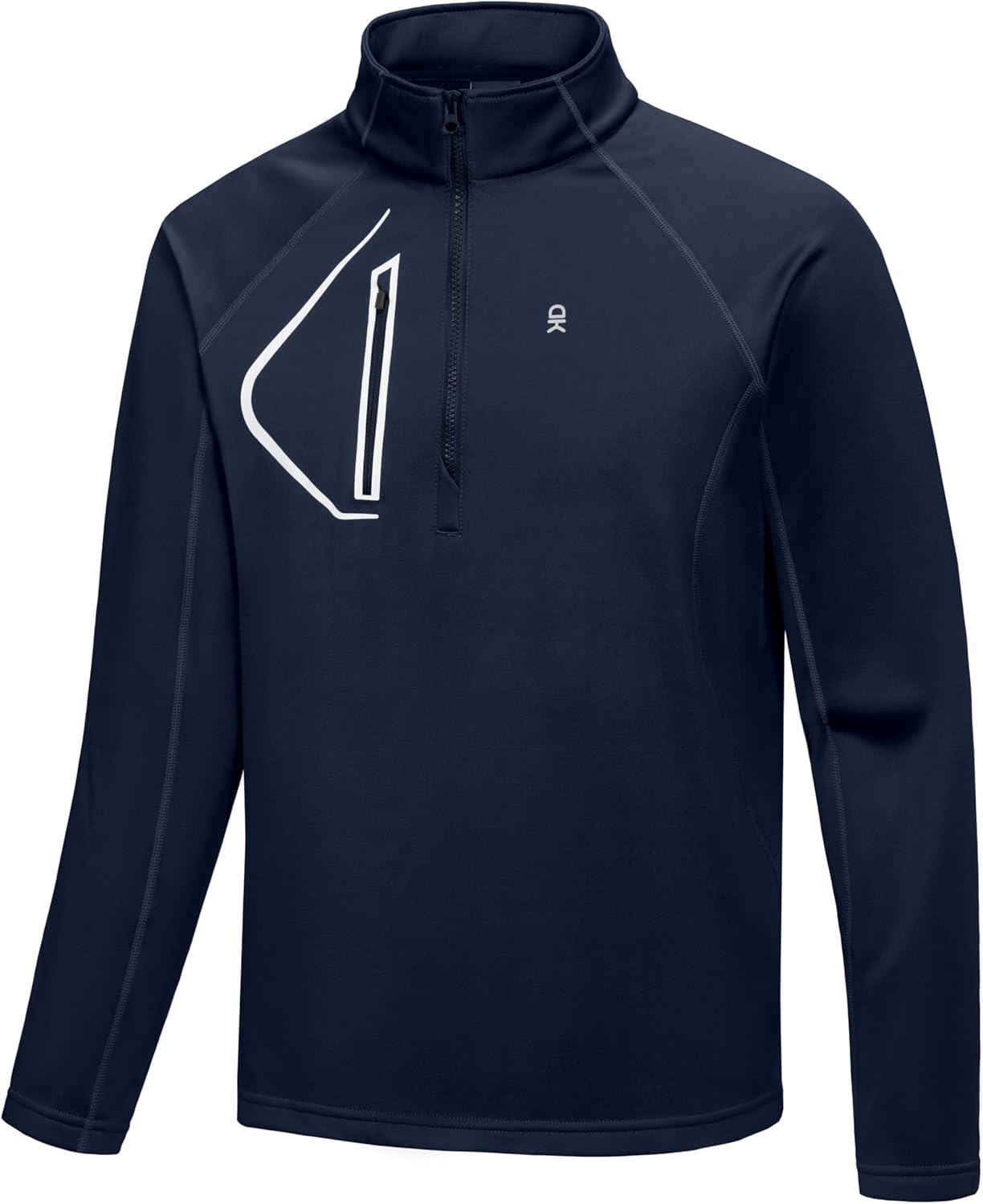 imageLittle Donkey Andy Mens Fleece Running Pullover Quarter Zip Long Sleeve Warm Sweatshirts Athletic Workout ShirtsNavy