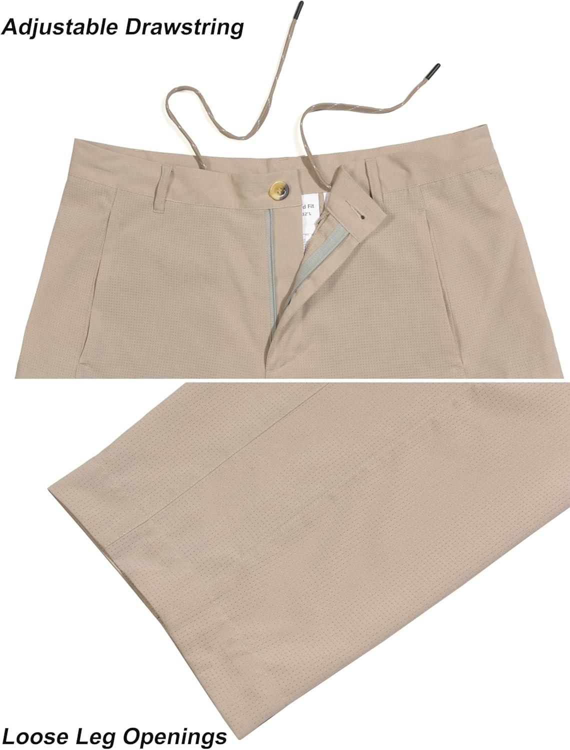 imageLittle Donkey Andy Mens Quick Dry Hiking Pants Classic Fit Lightweight Trousers with 6 Pockets Casual Outdoor Travel GolfKhaki