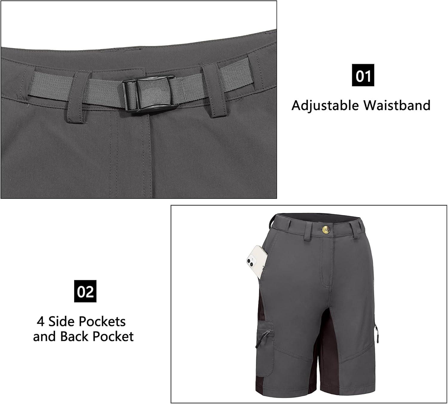 imageLittle Donkey Andy Womens Lightweight Quick Dry Hiking Shorts Golf Shorts Zippered PocketsGray