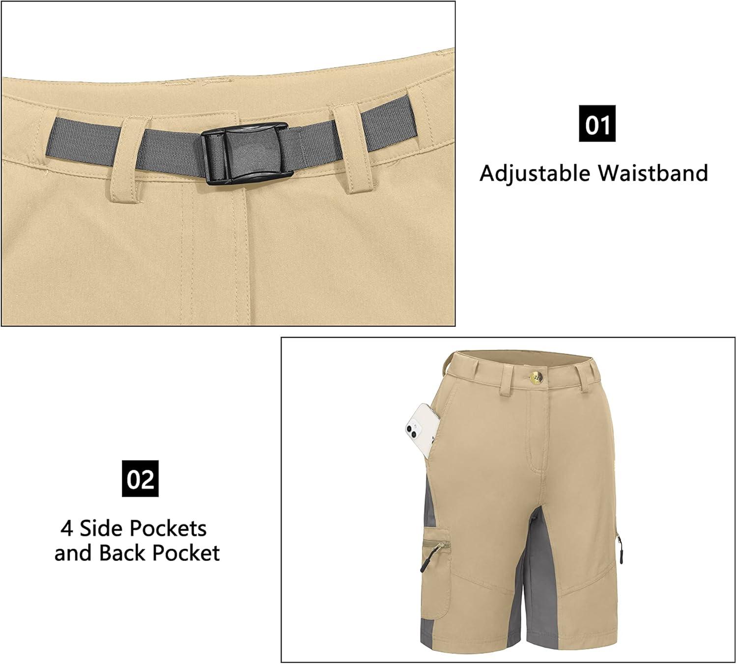 imageLittle Donkey Andy Womens Lightweight Quick Dry Hiking Shorts Golf Shorts Zippered PocketsKhaki