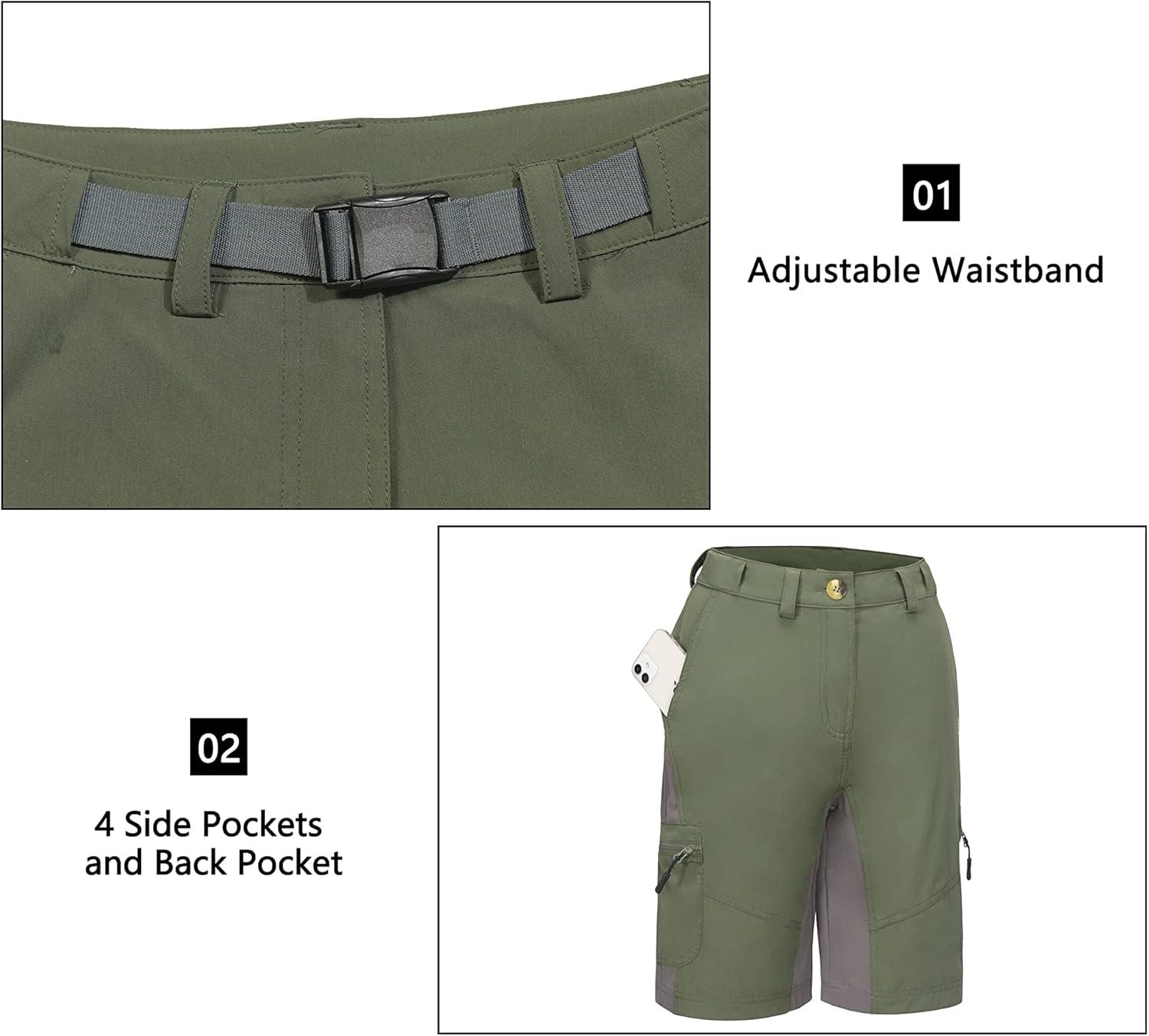 imageLittle Donkey Andy Womens Lightweight Quick Dry Hiking Shorts Golf Shorts Zippered PocketsSage