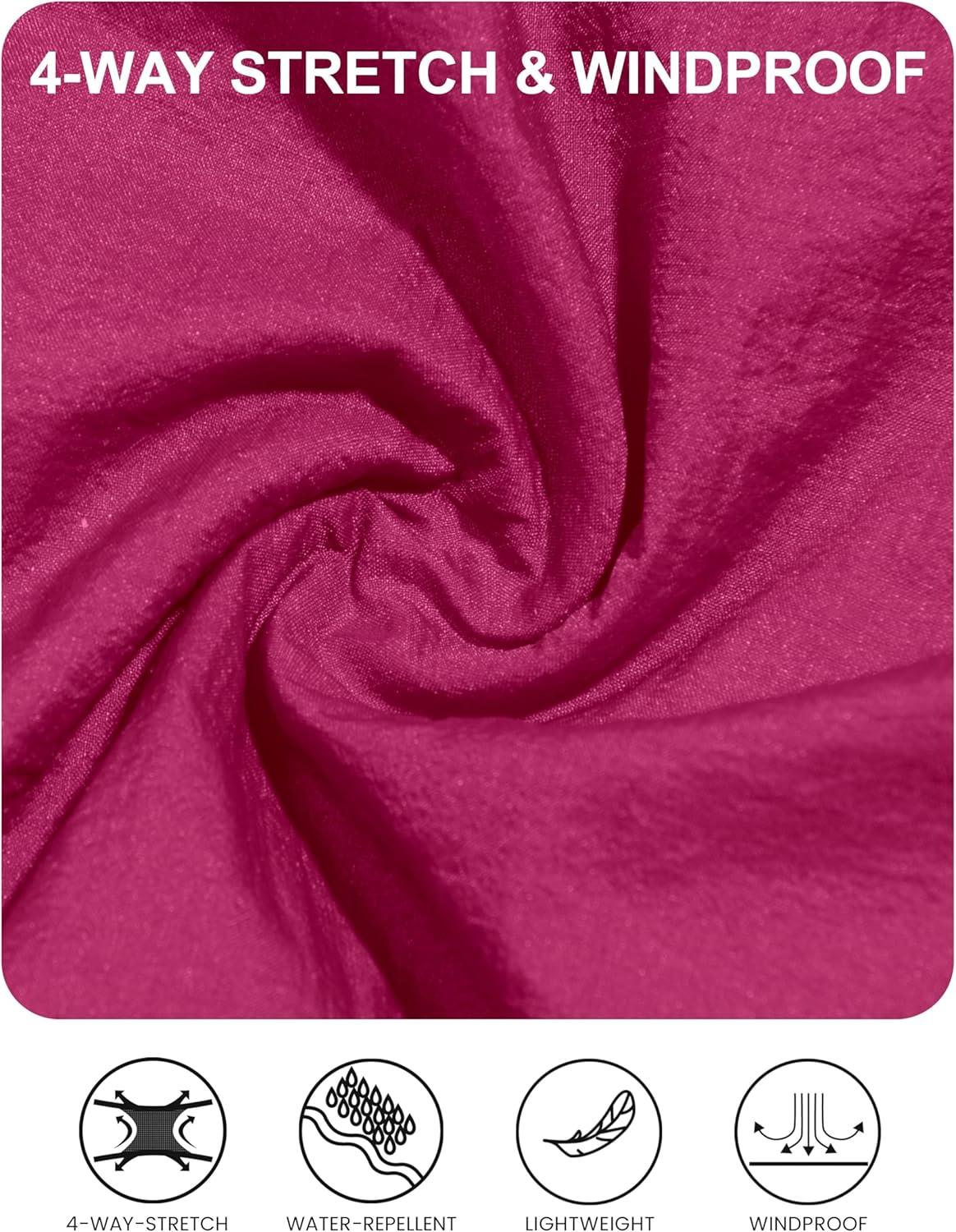imageLittle Donkey Andy Womens Packable Lightweight Hooded Jacket Windproof Breathable Windbreaker Jacket for Hiking RunningRose Red