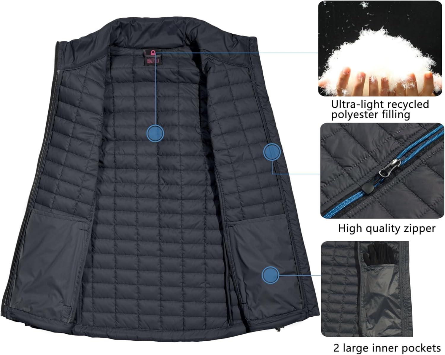 imageLittle Donkey Andy Womens Puffer Vest Lightweight Warm Sleeveless Jacket for Hiking Travel GolfSteel GraySteel Gray