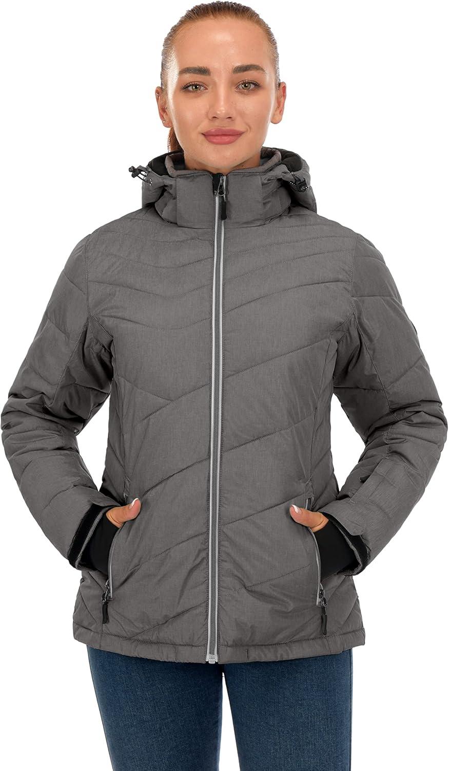 imageLittle Donkey Andy Womens Warm Windproof Ski Insulated Jacket Water Repellent Winter Snowboarding Snow CoatSteel Gray