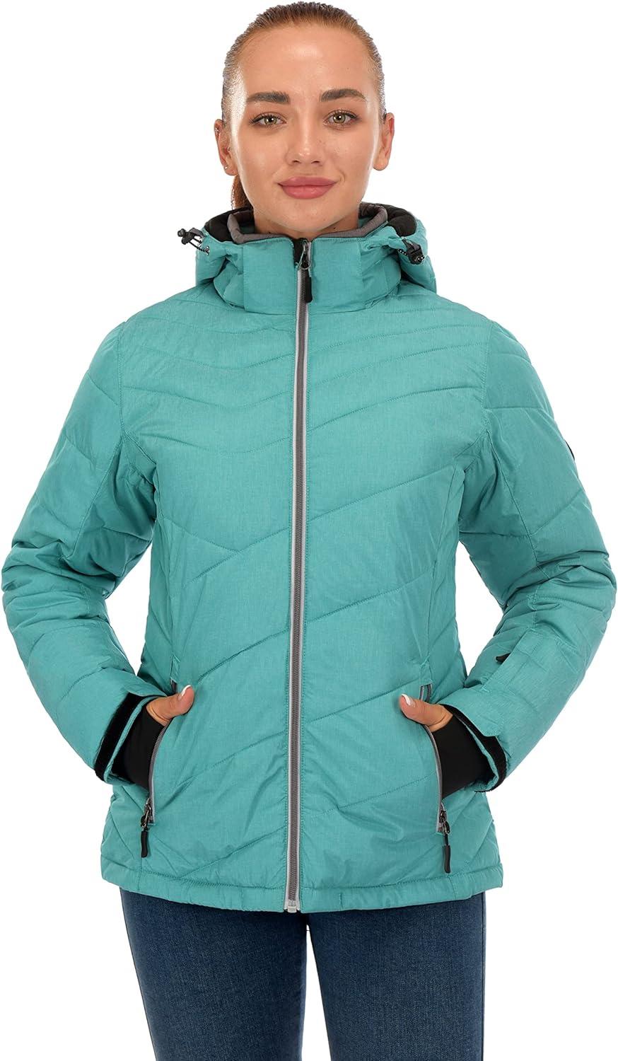 imageLittle Donkey Andy Womens Warm Windproof Ski Insulated Jacket Water Repellent Winter Snowboarding Snow CoatTurquoise