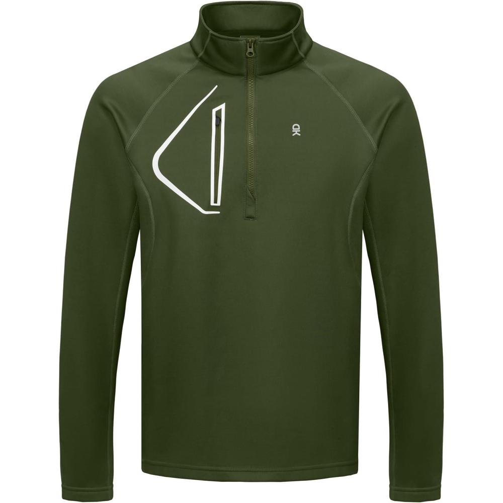imageLittle Donkey Andy Mens Fleece Running Pullover Quarter Zip Long Sleeve Warm Sweatshirts Athletic Workout ShirtsOlive Green