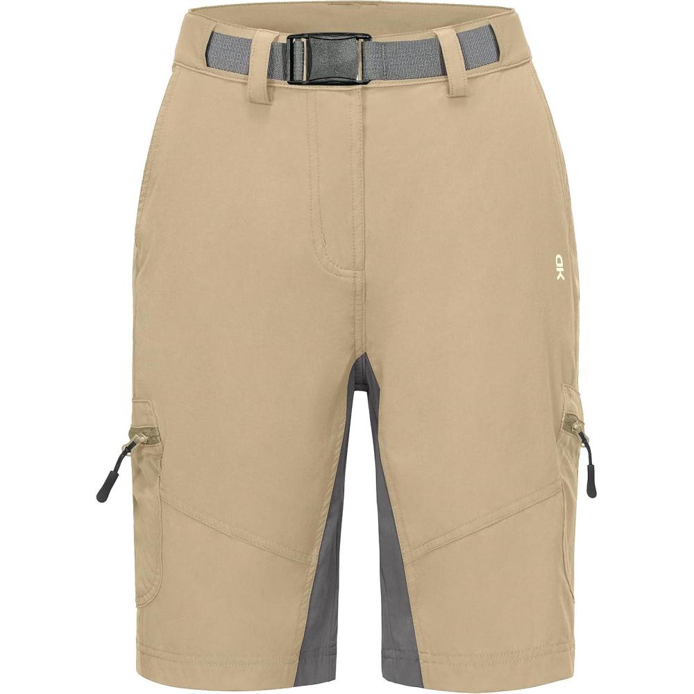 imageLittle Donkey Andy Womens Lightweight Quick Dry Hiking Shorts Golf Shorts Zippered PocketsKhaki