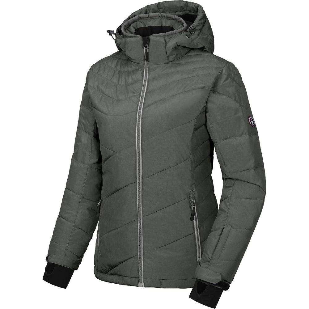 imageLittle Donkey Andy Womens Warm Windproof Ski Insulated Jacket Water Repellent Winter Snowboarding Snow CoatCharcoal Gray