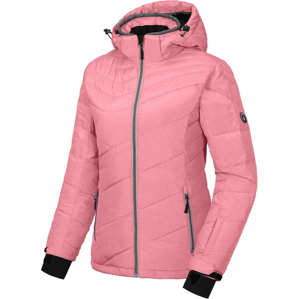 imageLittle Donkey Andy Womens Warm Windproof Ski Insulated Jacket Water Repellent Winter Snowboarding Snow CoatPink