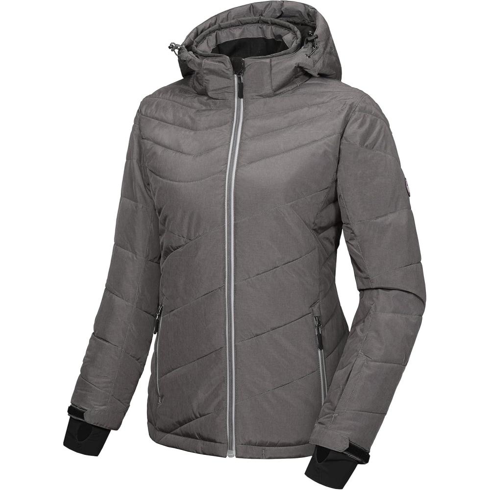 imageLittle Donkey Andy Womens Warm Windproof Ski Insulated Jacket Water Repellent Winter Snowboarding Snow CoatSteel Gray