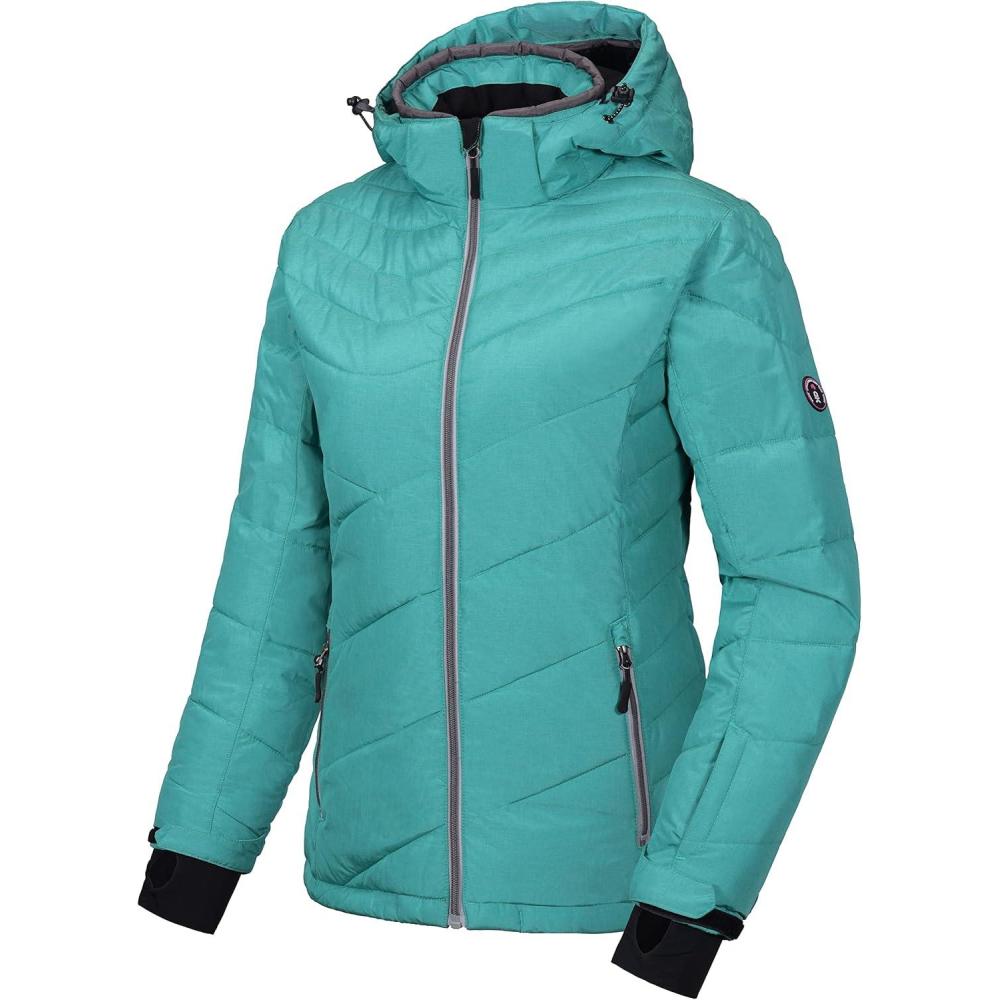 imageLittle Donkey Andy Womens Warm Windproof Ski Insulated Jacket Water Repellent Winter Snowboarding Snow CoatTurquoise