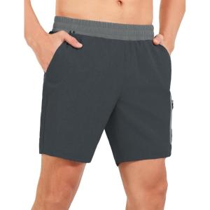 Little Donkey Andy Men’s 7″ Running Shorts with Liner Quick Dry Stretch Athletic Workout Shorts with Zipper Pockets
