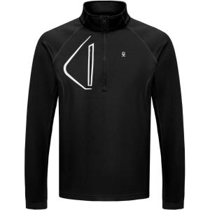 Little Donkey Andy Men’s Fleece Running Pullover Quarter Zip Long Sleeve Warm Sweatshirts Athletic Workout Shirts(Black)