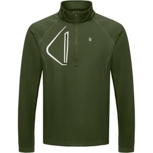 Little Donkey Andy Men’s Fleece Running Pullover Quarter Zip Long Sleeve Warm Sweatshirts Athletic Workout Shirts(Olive Green)