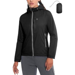 Little Donkey Andy Women’s Packable Lightweight Hooded Jacket Windproof Breathable Windbreaker Jacket for Hiking Running(Black)