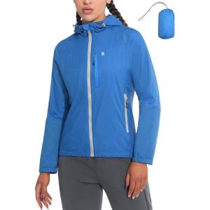 Little Donkey Andy Women’s Packable Lightweight Hooded Jacket Windproof Breathable Windbreaker Jacket for Hiking Running(Bright Blue)