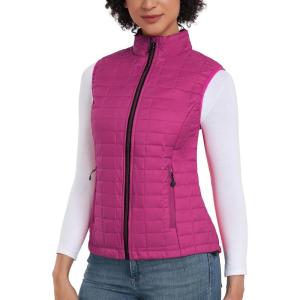 Little Donkey Andy Women’s Puffer Vest, Lightweight Warm Sleeveless Jacket for Hiking Travel Golf(Rose/Rose)