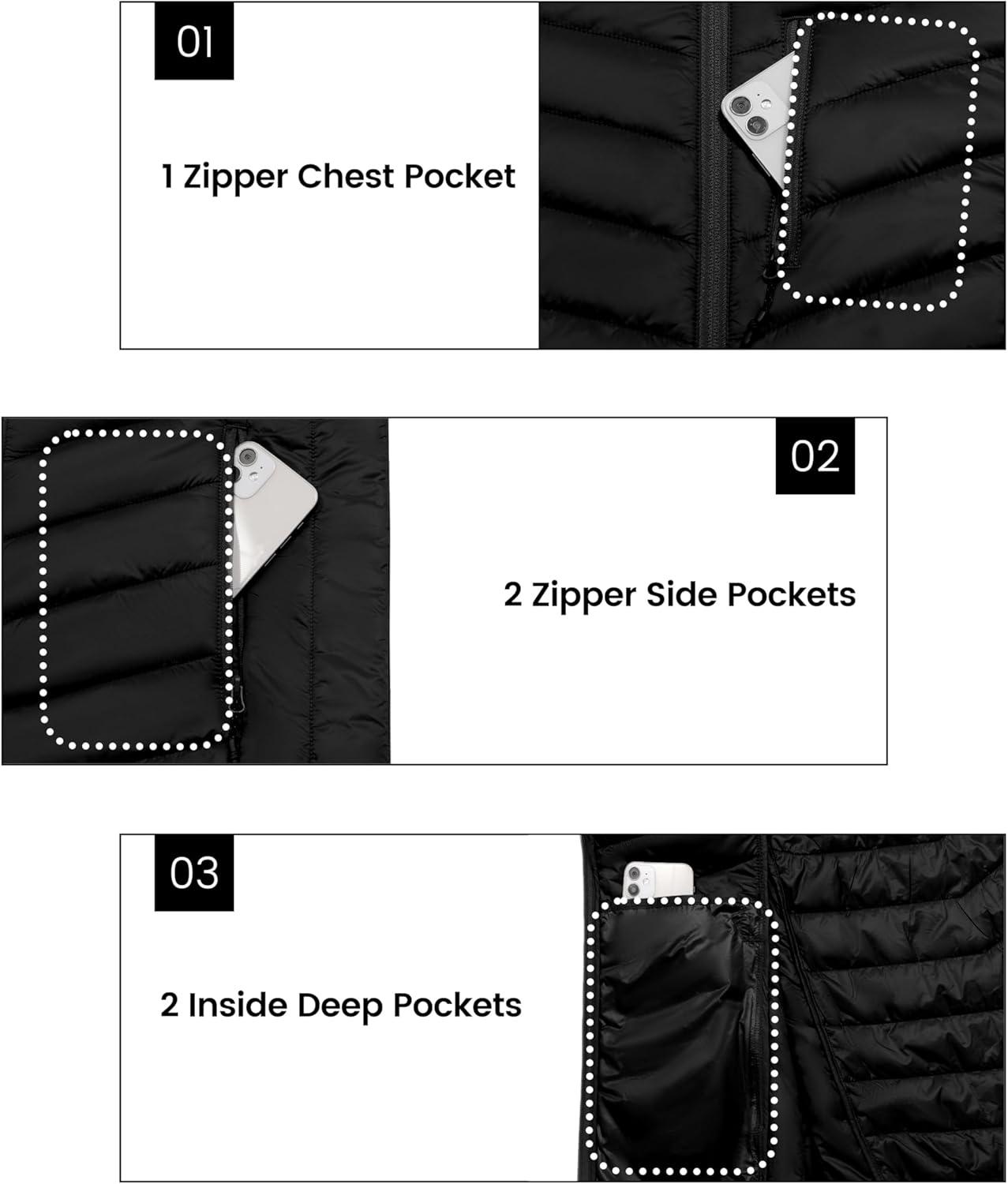 imageLittle Donkey Andy Mens Lightweight Packable Puffer Jacket Hooded WaterResistant Windproof Warm Insulation Winter CoatBlack