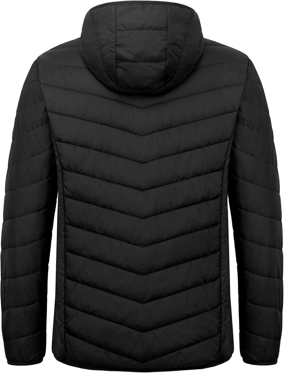 imageLittle Donkey Andy Mens Lightweight Packable Puffer Jacket Hooded WaterResistant Windproof Warm Insulation Winter CoatBlack