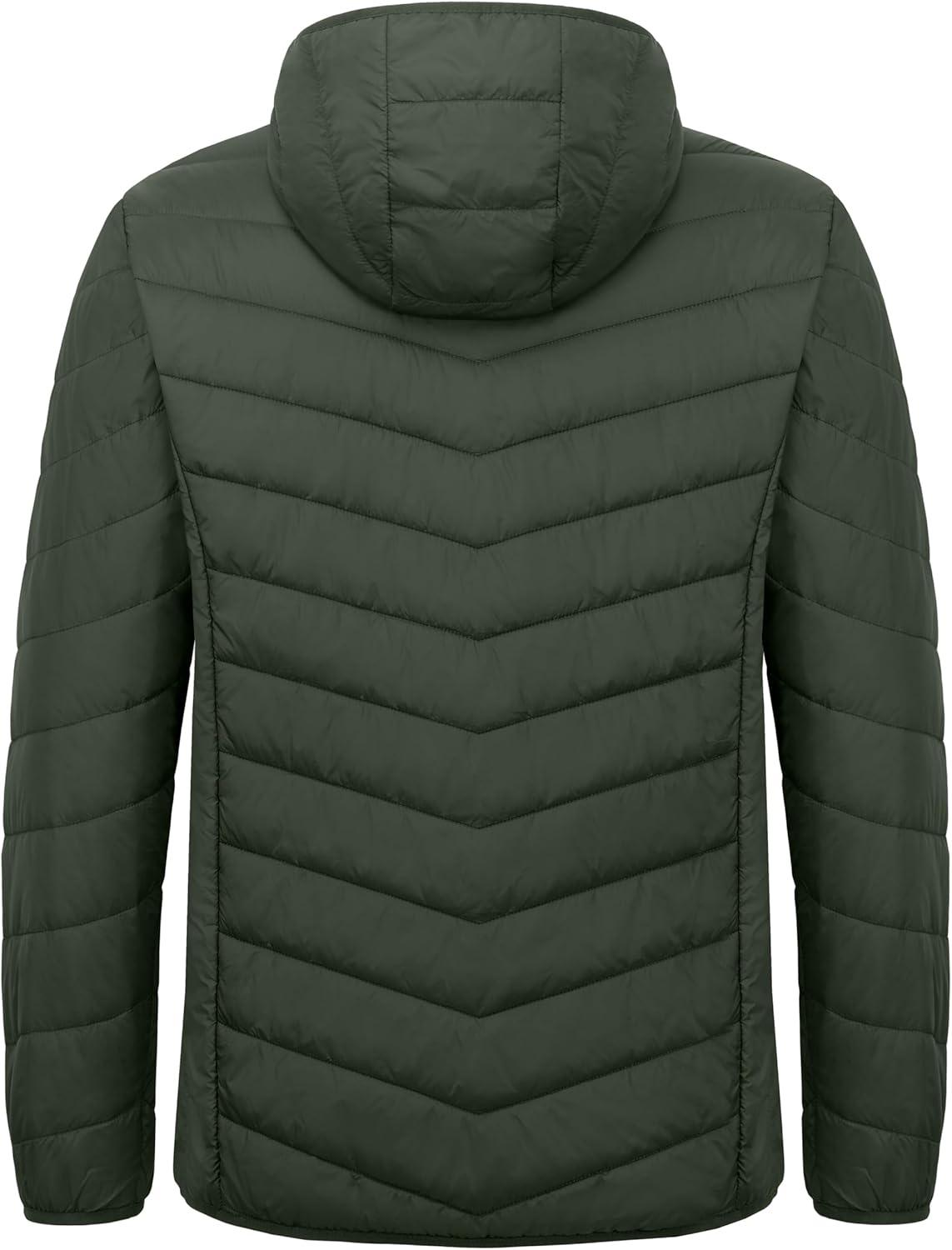 imageLittle Donkey Andy Mens Lightweight Packable Puffer Jacket Hooded WaterResistant Windproof Warm Insulation Winter CoatGreen