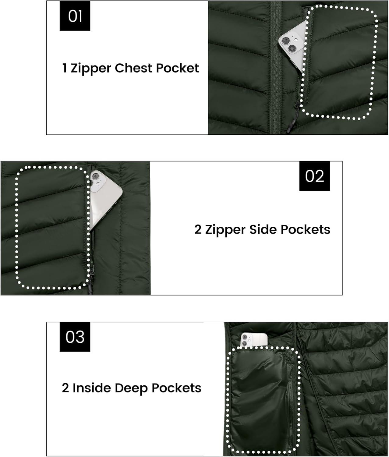 imageLittle Donkey Andy Mens Lightweight Packable Puffer Jacket Hooded WaterResistant Windproof Warm Insulation Winter CoatGreen