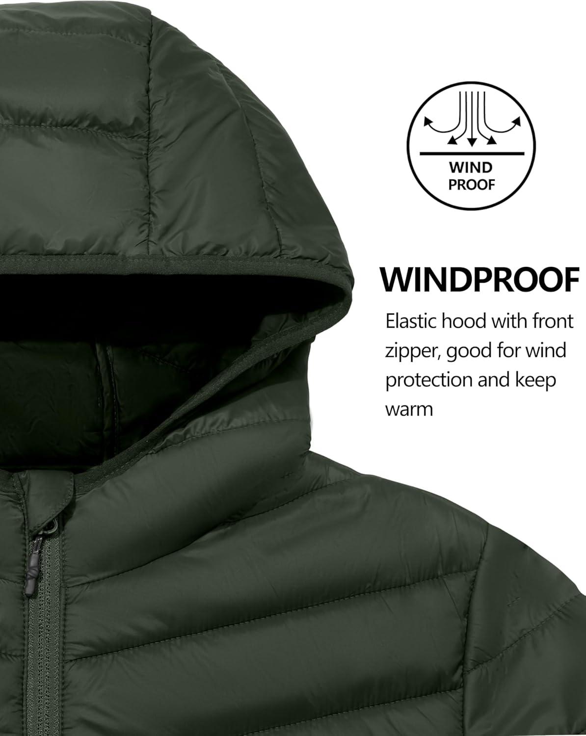 imageLittle Donkey Andy Mens Lightweight Packable Puffer Jacket Hooded WaterResistant Windproof Warm Insulation Winter CoatGreen