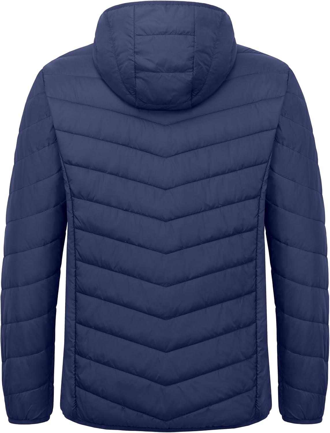 imageLittle Donkey Andy Mens Lightweight Packable Puffer Jacket Hooded WaterResistant Windproof Warm Insulation Winter CoatNavy Blue