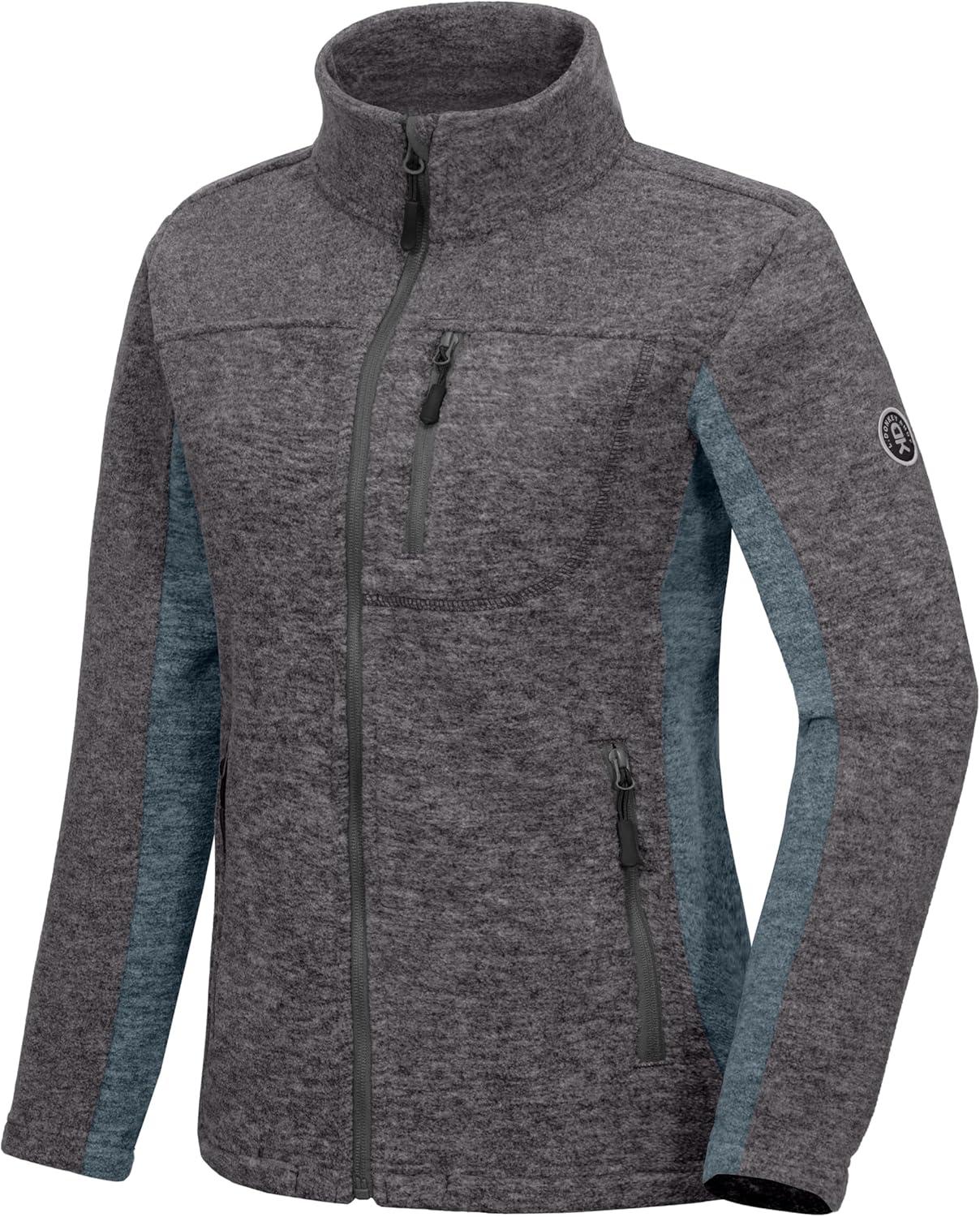 imageLittle Donkey Andy Womens Lightweight Fleece Jacket with Zipper Soft Warm Hiking Outdoor CoatBlack Grey Heather