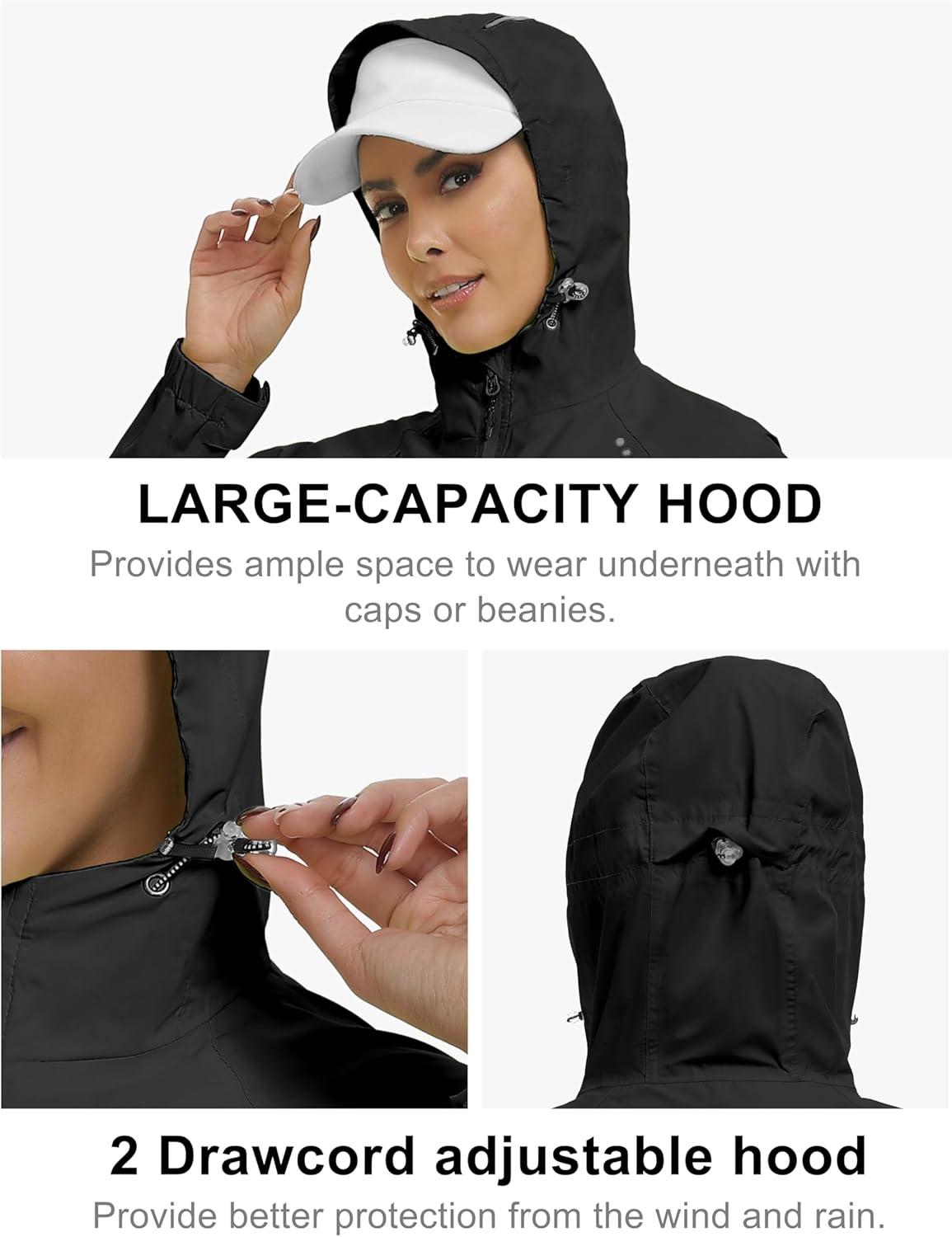 imageLittle Donkey Andy Womens Waterproof Windbreaker Lightweight Packble Cycling Jacket for Biking RunningBlack