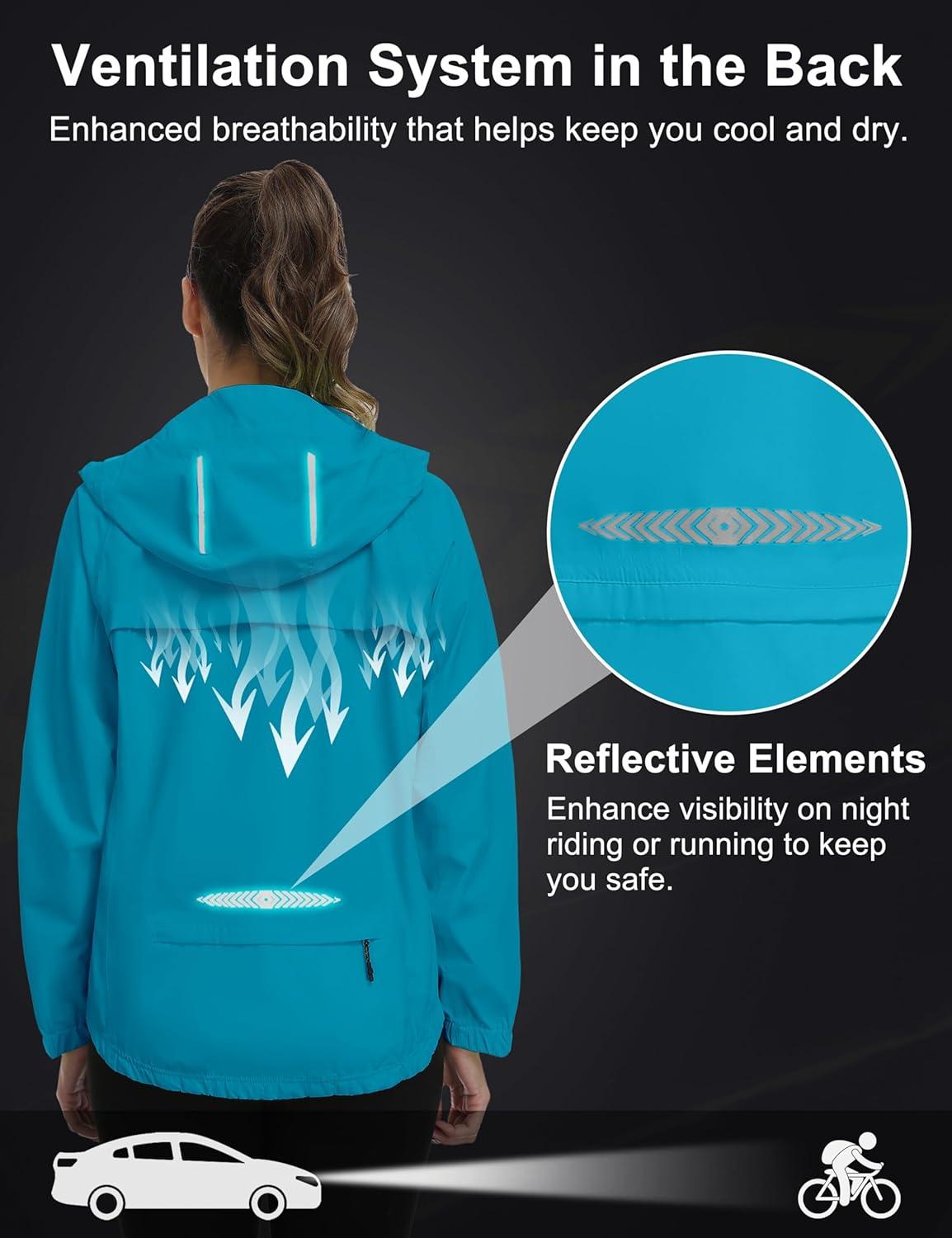 imageLittle Donkey Andy Womens Waterproof Windbreaker Lightweight Packble Cycling Jacket for Biking RunningBright Blue