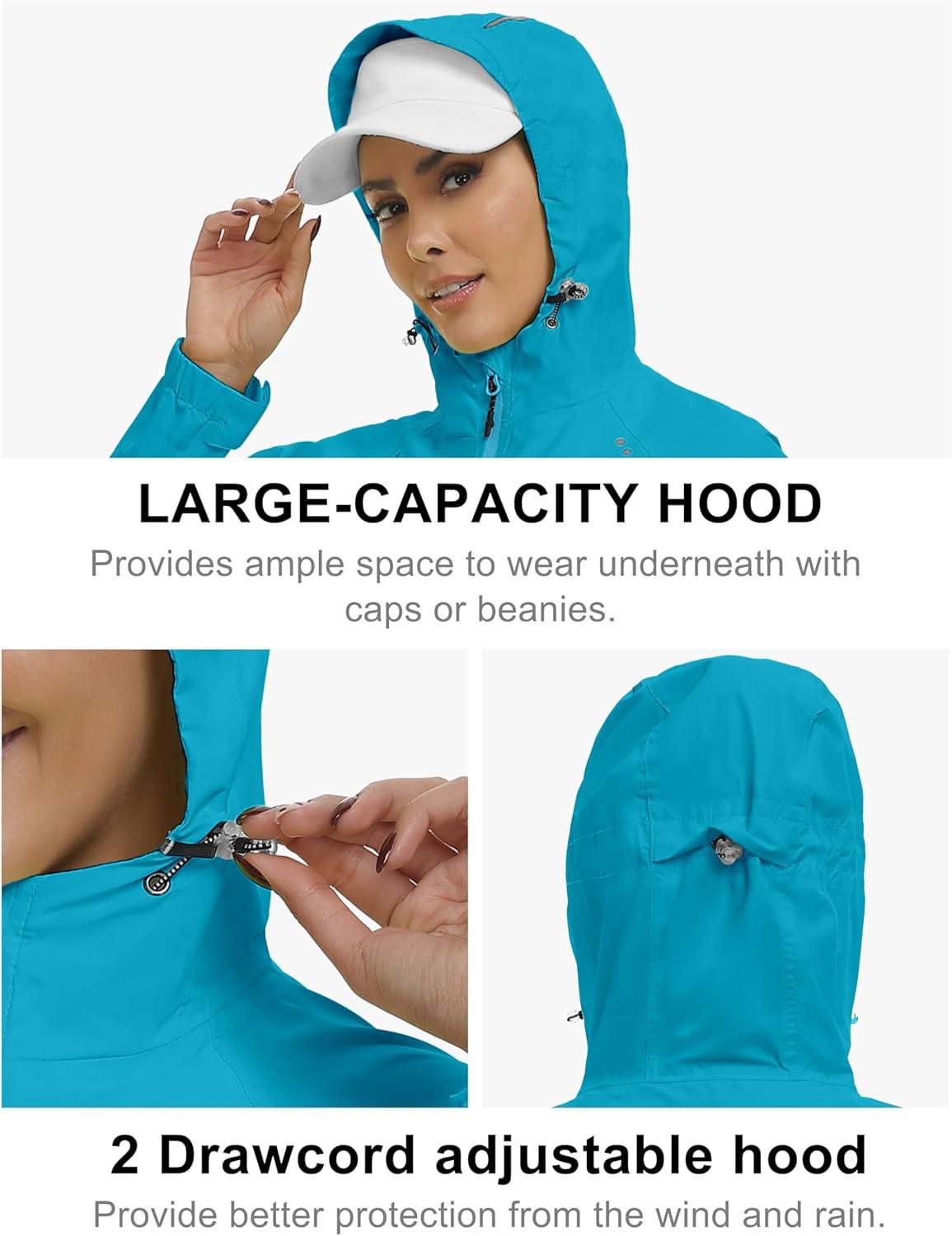 imageLittle Donkey Andy Womens Waterproof Windbreaker Lightweight Packble Cycling Jacket for Biking RunningBright Blue
